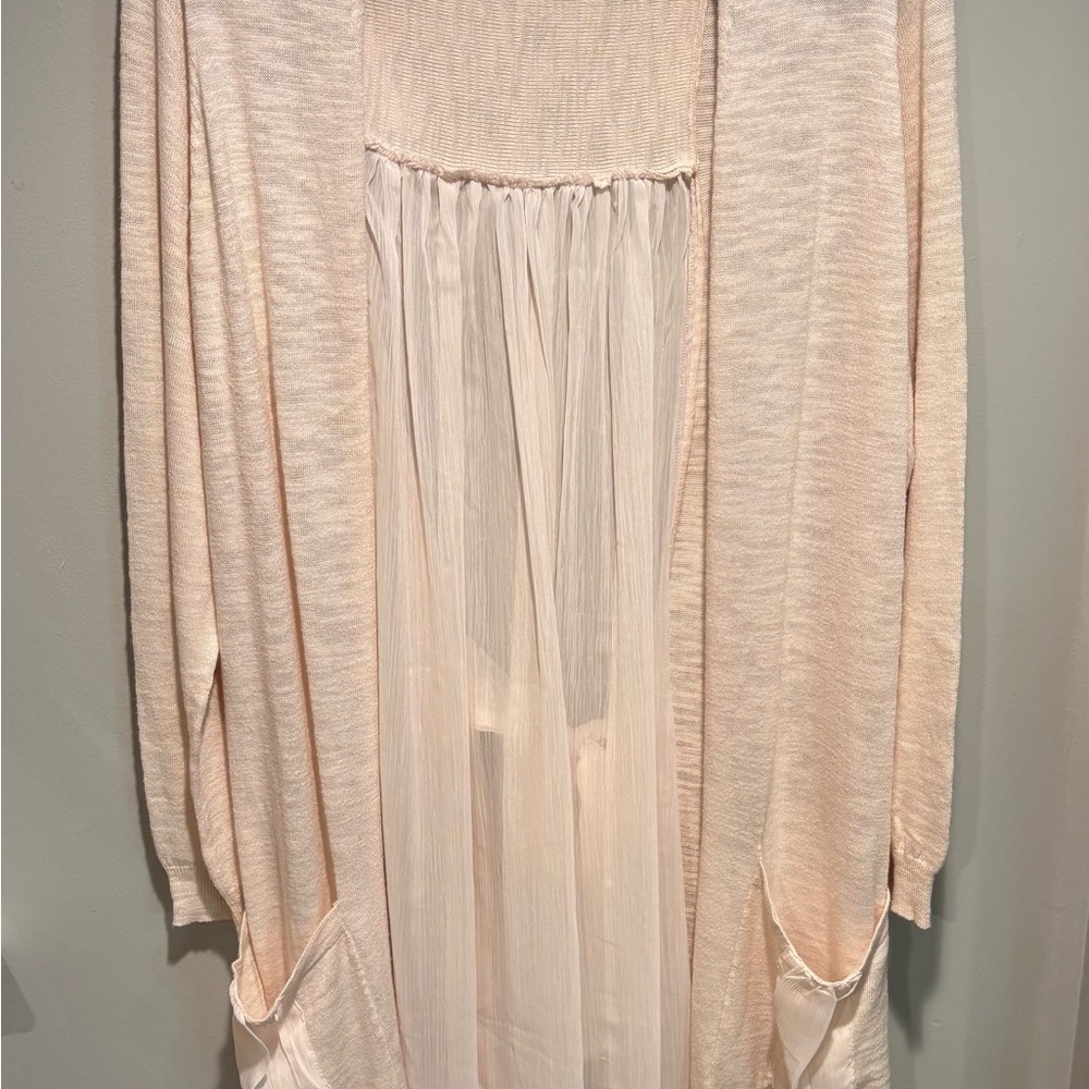 Free People soft pink boho romantic cardigan